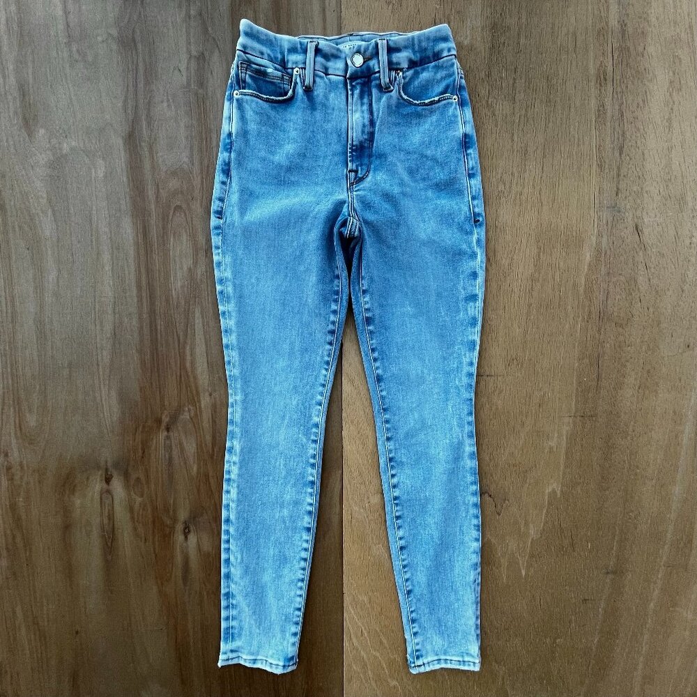 GOOD AMERICAN GOOD LEGS ANKLE JEAN WOMEN’S sz 4/27 Cryptic Blue Stretch